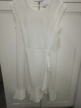 Shelby & Palmer Ivory Ruffle-Hem Dress